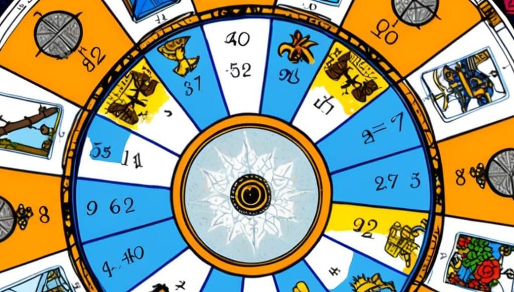 A mandala featuring numerology and tarot card symbols.